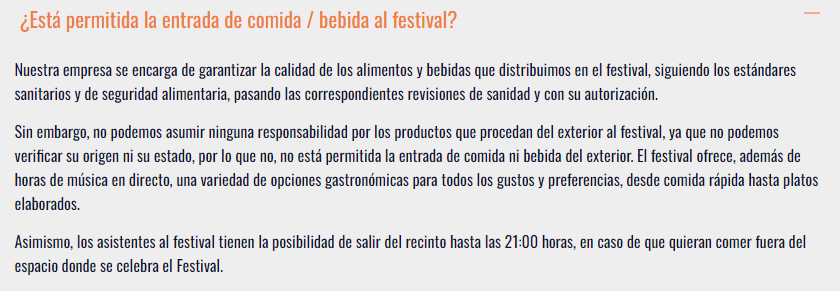 Vive Latino 2023 restricción comida