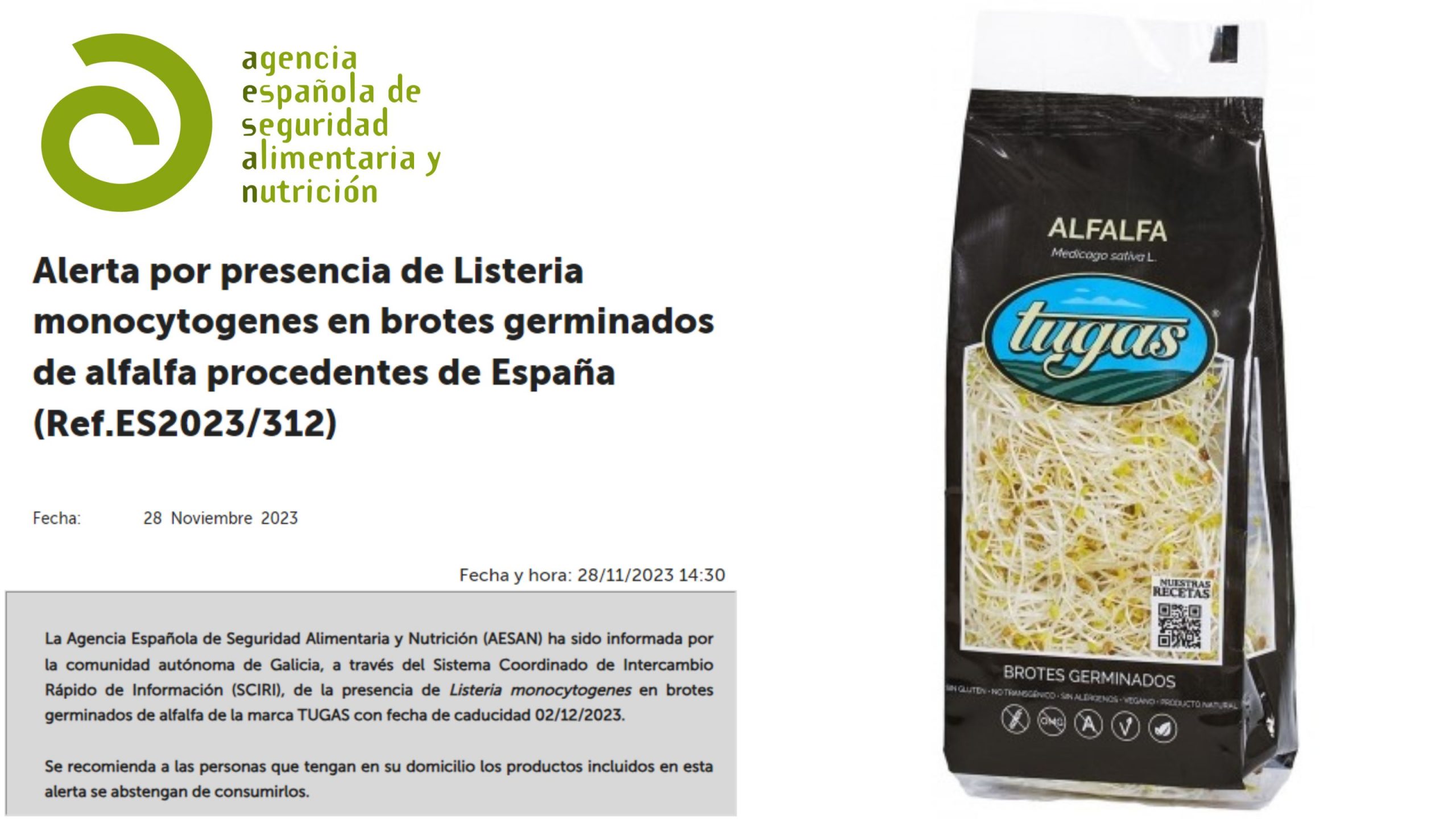 listeria en alfalfa AESAN